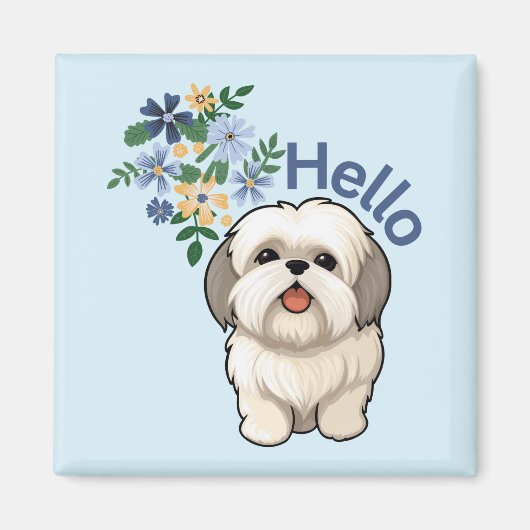 Petit Chien Bonjour Magnet (Devant)