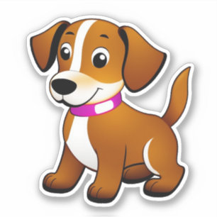 Petit chien brun, debout - Autocollant