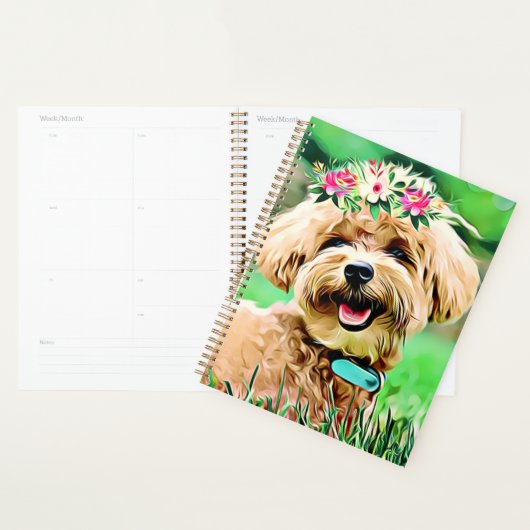 Petit chien maltais avec des fleurs art (Devant avec enveloppe)