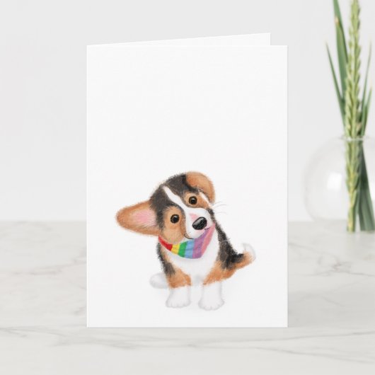 Petit chiot de corgi avec carte blanche de bandana (Devant)