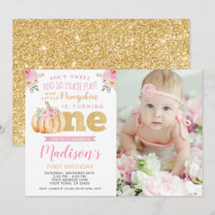 Petit Citrouille 1er anniversaire Invitation avec 