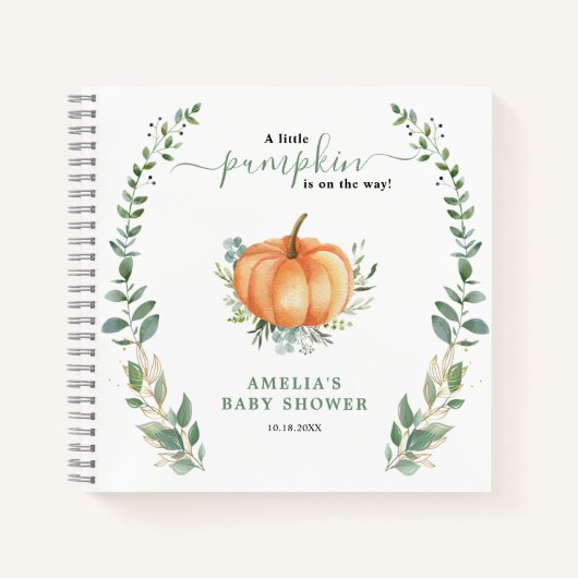 Petit Citrouille Automne Baby shower vert Livre d' (Devant)