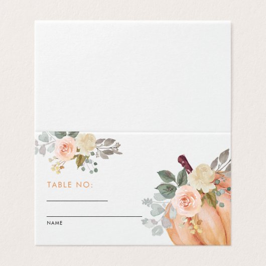 Petit Citrouille Baby shower Floral Numéro de tabl (Outside Unfolded)