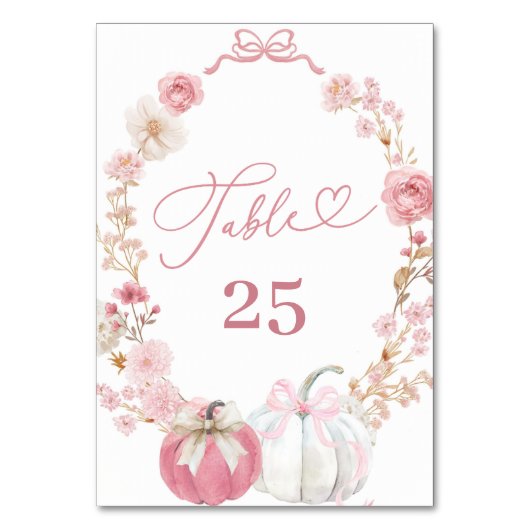 Petit Citrouille blanc et rose Numéro de table (Par défaut)