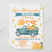 Petit Citrouille Camion bleu 1er Invitation annive (Devant)