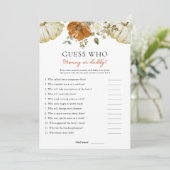 Petit Citrouille Devinez Qui Baby shower Carte De (Debout devant)