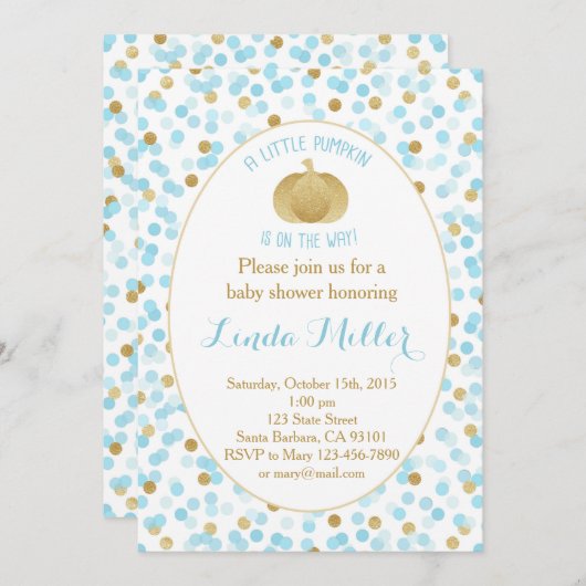 Petit Citrouille sur le chemin Invitation Blue Gol (Devant / Derrière)