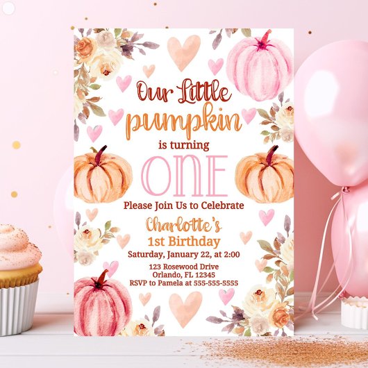 Petit Citrouille Tourne Une Invitation 1Er Anniver