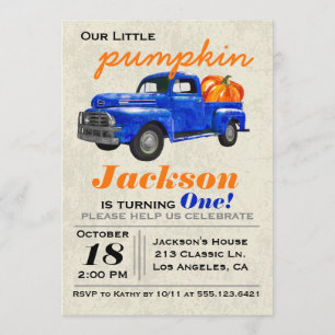 Petit Citrouille Vintage Car Boy Invitation Annive