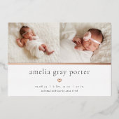 Petit Coeur | Deux Faire-part de naissance photo (Recto)