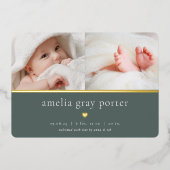 Petit Coeur | Deux Faire-part de naissance photo (Recto)