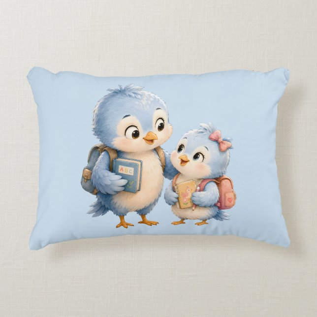 Petit Coussin d'Accent Oiseaux Bleus Frères et Soe (Devant)