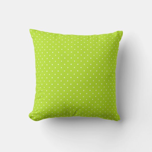 Petit coussin jeté vert citron et blanc à pois (Recto)