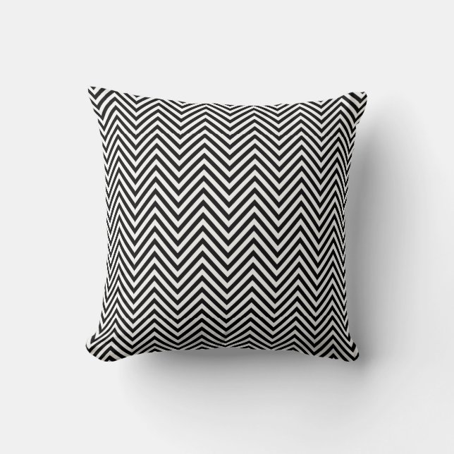 Petit coussin noir et blanc d'impression de zigzag (Recto)