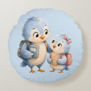 Petit Coussin Rond de Jet avec Frères et Soeurs d'