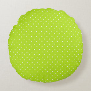 Petit Coussin Rond Vert Citron et Blanc à Pois