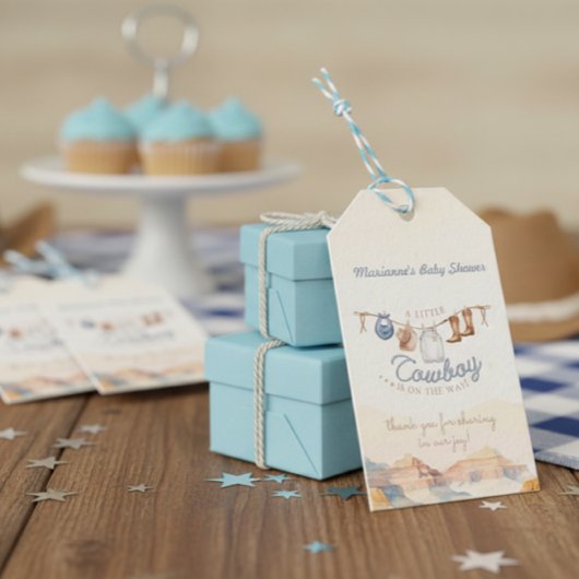 Petit Cow-boy Étiquette de Cadeau pour Baby Shower