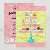 Petit Cupcake, Invitations de douche pour bébé (Devant / Derrière)