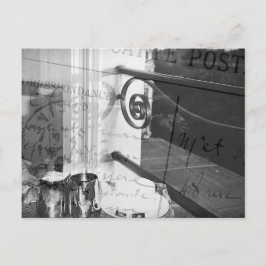 Petit déjeuner à Paris, carte postale noire et (Devant)