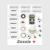 Petit-déjeuner café Calender Planner Stickers (Feuille)