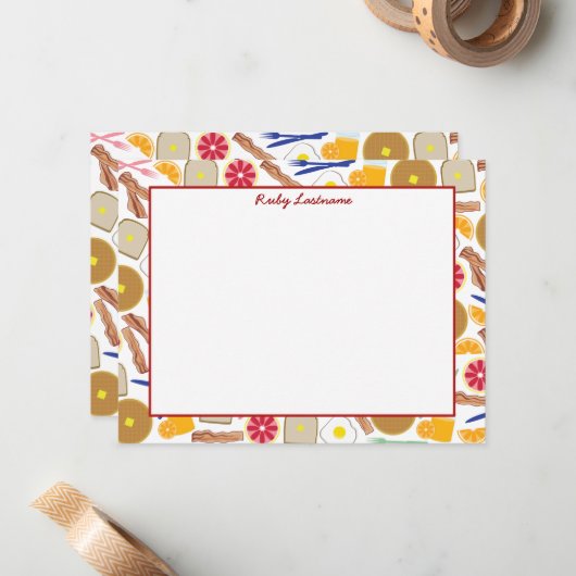 Petit-déjeuner Cartes pour notes plats (Devant/Arrière en situation)