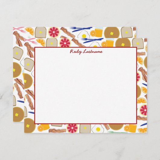 Petit-déjeuner Cartes pour notes plats (Devant / Derrière)