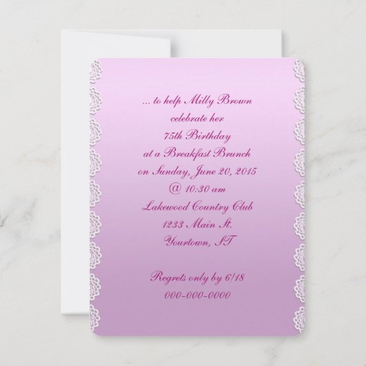 Petit déjeuner d'anniversaire Brunch Invitation (Dos)