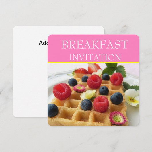 Petit déjeuner de gaufres et de fruits Invitations (Devant / Derrière)