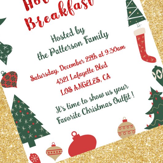 Petit-déjeuner de Noël Invitation Cute Trees Chaus