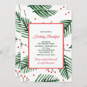 Petit déjeuner de Noël Invitation Élégante À feuil (Devant / Derrière)