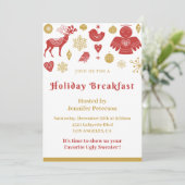 Petit-déjeuner de Noël Invitation Gold Red Nordic (Debout devant)