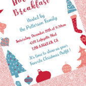 Petit déjeuner de Noël Invitation mignonne rose et