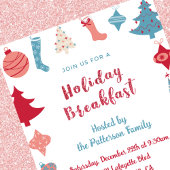 Petit déjeuner de Noël Invitation mignonne rose et