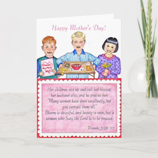 Petit déjeuner en Bed Carte Fête des Mères (Devant)