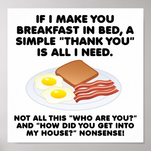 Petit déjeuner en Bed Funny Poster (Devant)