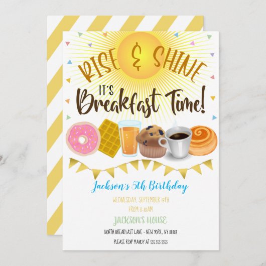 Petit déjeuner Invitation Anniversaire (Devant / Derrière)