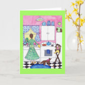 Petit déjeuner, mère, bébé, carte de voeux de (Fleur jaune)