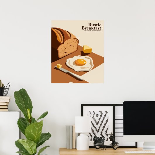 Petit-déjeuner rustique - Poster d'art alimentaire (Bureau à domicile)