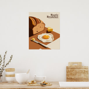 Petit-déjeuner rustique - Poster d'art alimentaire
