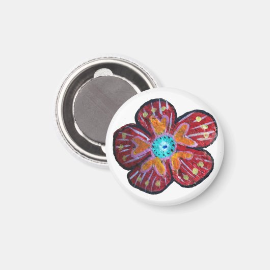 Petit Dessin De Fleur, Aimant Rond De 3,2 Cm (Recto/Verso)
