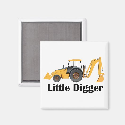 Petit Digger - Aimant Carré de 2 pouces  (Recto/Verso)