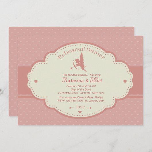 Petit Dîner De Répétition Cupidé Invitation (Devant / Derrière)