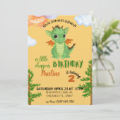 petit dragon Invitation orange bébé anniversaire (Debout devant)