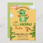 petit dragon Invitation orange bébé anniversaire (Devant / Derrière)