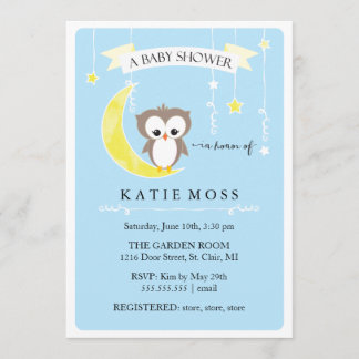 Petit-duc bleu| Invitation Baby shower