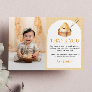 Petit Dumpling 1er anniversaire Carte de remerciem
