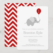 Petit éléphant avec invitation à l'anniversaire du (Devant / Derrière)