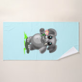 Petit éléphant avec serviette de bain bleu fleur (Serviette de bain)