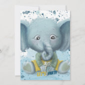 Petit éléphant bébé garçon faire-part d'anniversai (Dos)