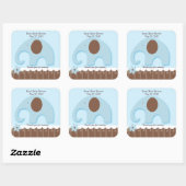 Petit éléphant bleu CARRÉ Favoriser Sticker (Feuille)